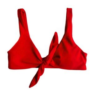 ♥️ PINK COLADA Red Tie Front Bikini Top ♥️